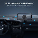 the interior of a car with the dashboard and navigation buttons