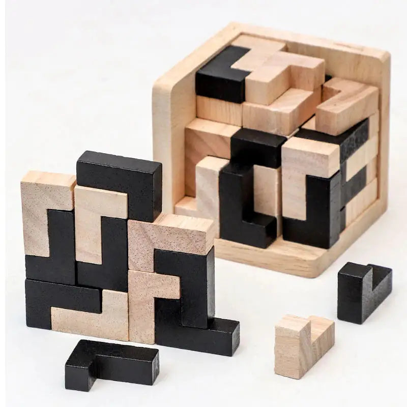 a wooden puzzle with a piece missing