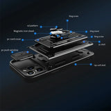 Luxury Armor Wallet Card Case with Magnetic Ring Holder Stand For iPhone 15 14 Pro Max 13 12 Plus Camera Cover
