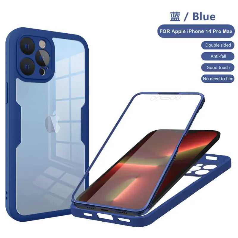 iphone 11 case with tempered back and blue