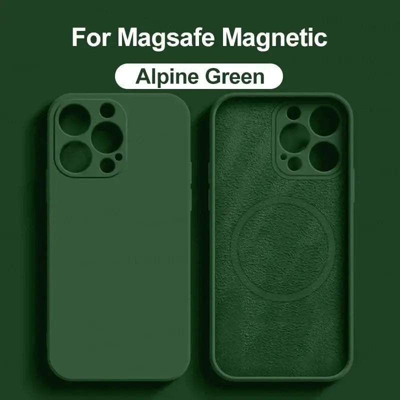 the back and front of the iphone 11 case in green