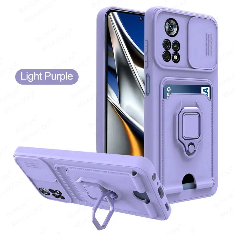 the purple iphone case with a built kicks