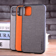 the back of a gray and orange iphone case