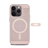 the back of a pink iphone case with a camera lens