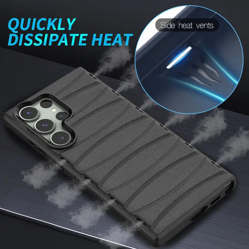 the back of a black iphone case with a smoke effect