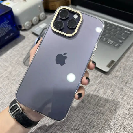 a person holding an iphone with a camera