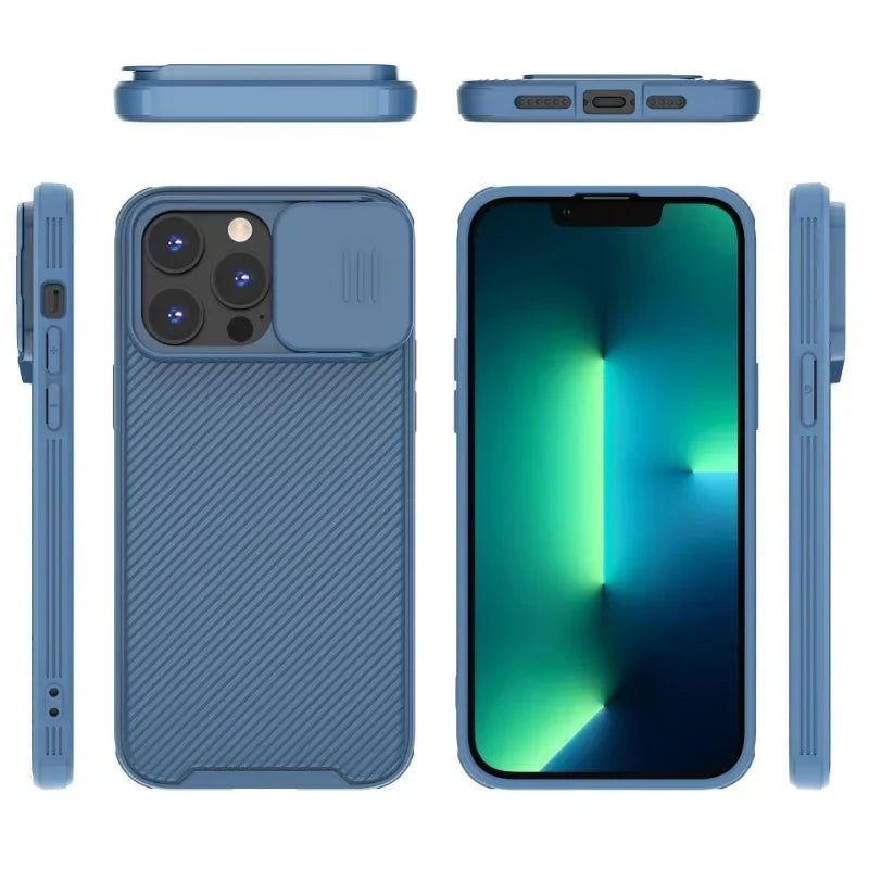 the back and front of the iphone 11 pro with a blue case