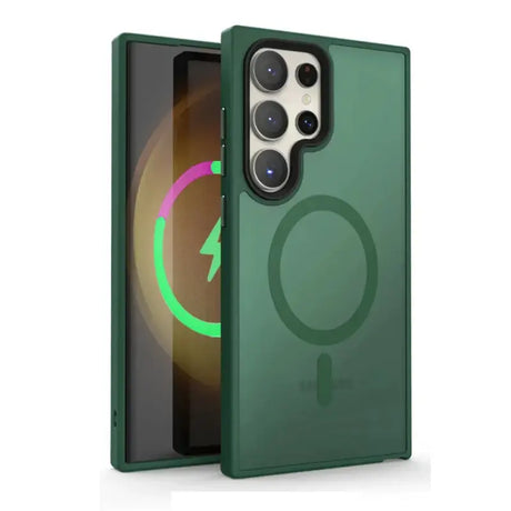 The back of the iphone 11 pro case in forest green