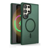 The back of the iphone 11 pro case in forest green