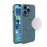 the back of a blue iphone case with a phone holder