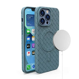 the back of a blue iphone case with a phone holder