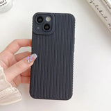 the iphone case is made from a black plastic material