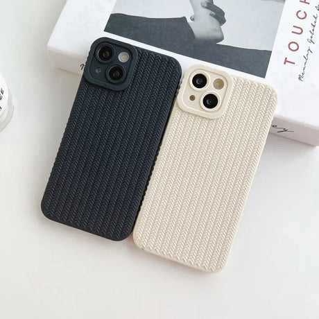 the iphone case is made from a knitted material