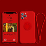a red iphone case with a red camera attached to it