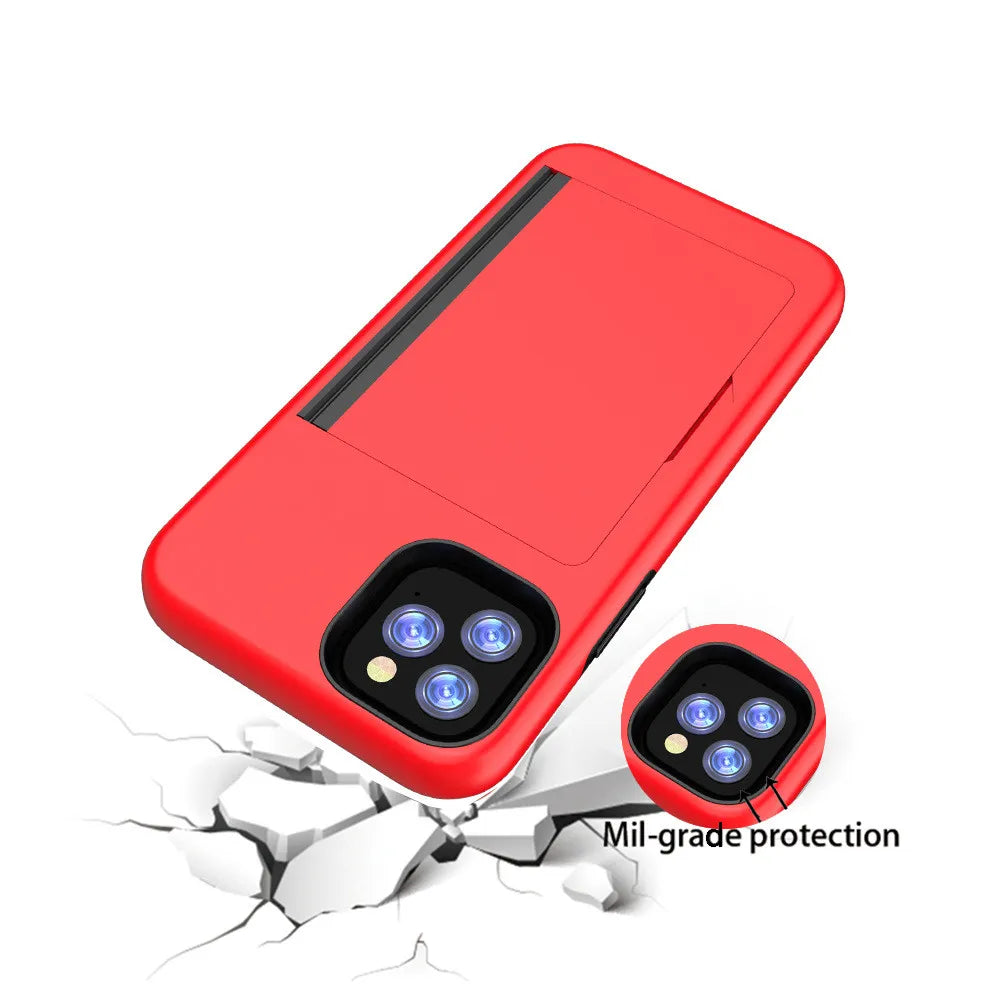 Candy Coloured Card Holder Case For iPhone 14 13 12 11 Pro Max Plus 7 8 6 6s X XS MAX XR Armor Card Slot Cover