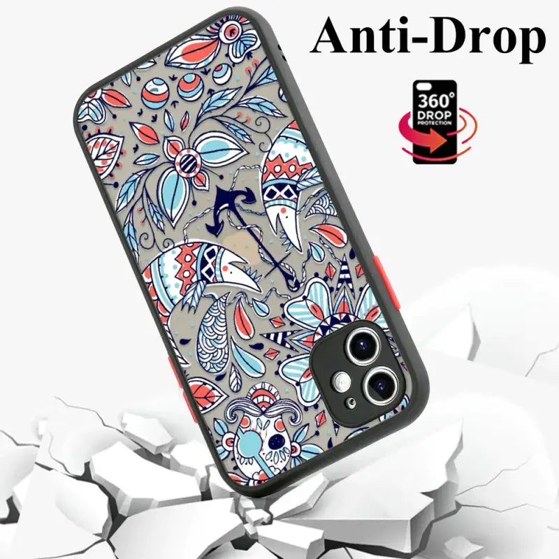 An iphone case with a colorful floral pattern