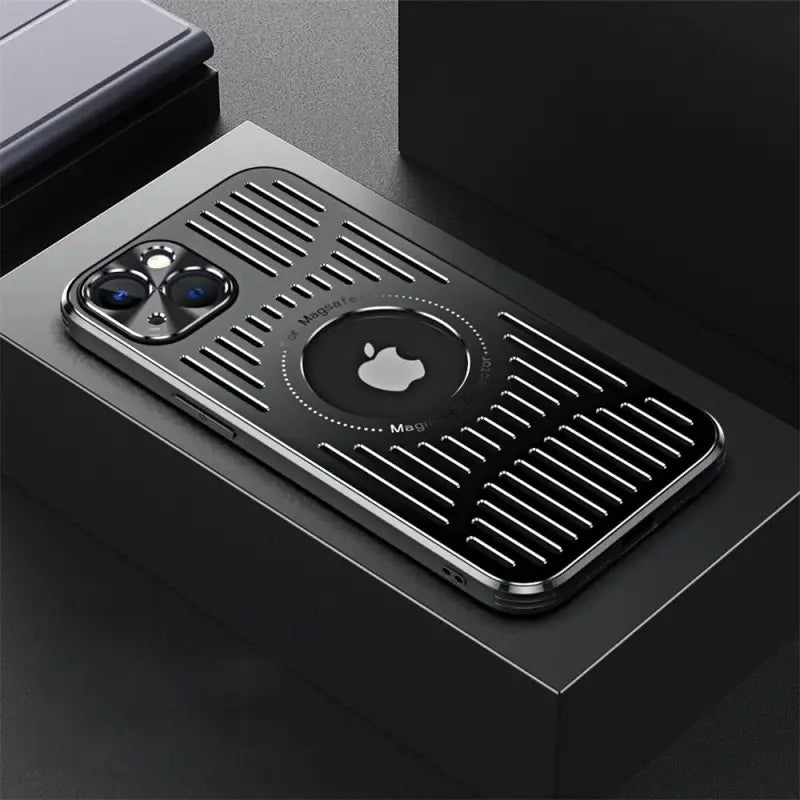 the iphone case is designed to look like a metal grid