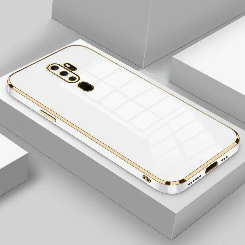 the iphone case is designed to look like a white and gold iphone