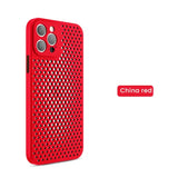 the red iphone case is shown with the logo