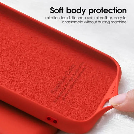 The iphone case is made from a red plastic material