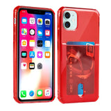 the red iphone case is open and has a credit card slot