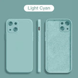 a close up of a phone with a light cyan case