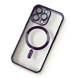 the iphone 11 case is made from a clear plastic case with a purple ring