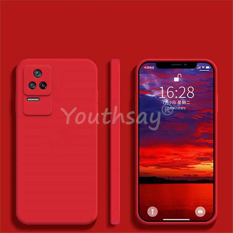 the red iphone case is shown with the phone’s camera