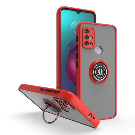 the red iphone case with a ring on it