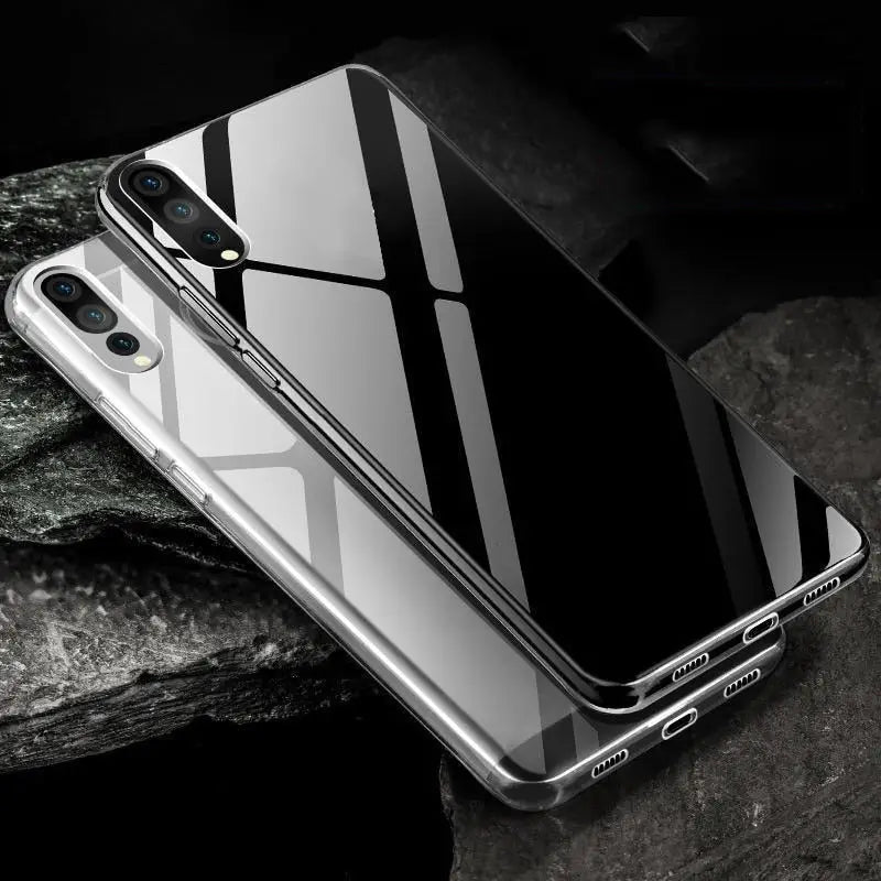 the back of a silver iphone case with a black and white stripe