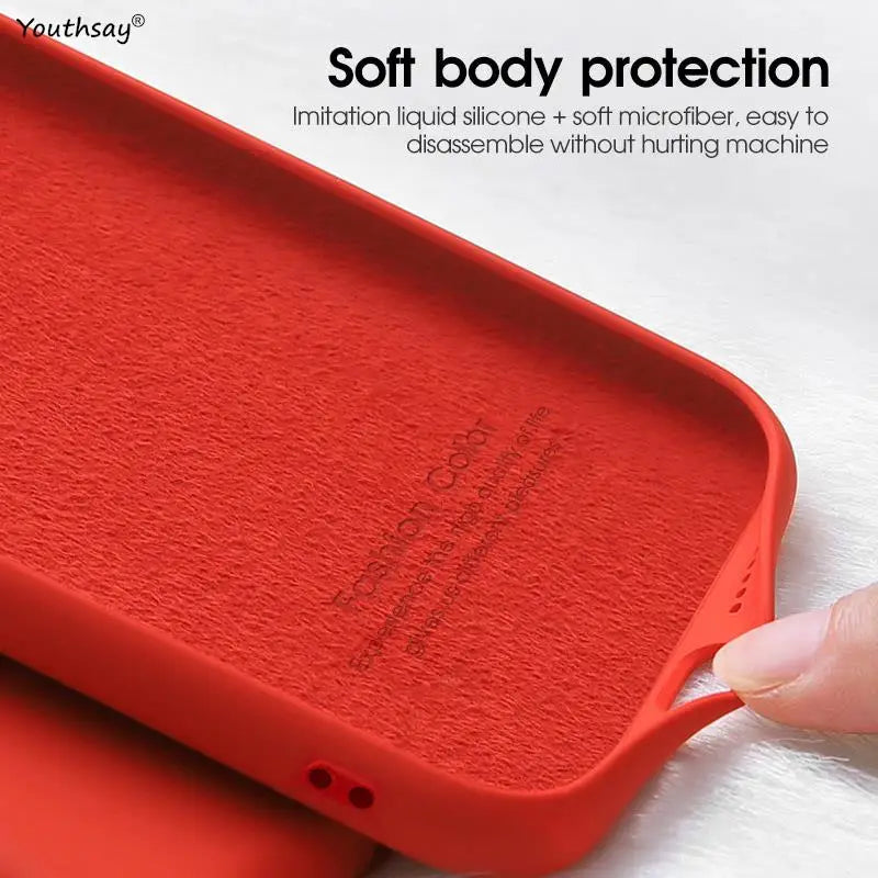 the back of a red iphone case