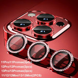 a red iphone with three round mirrors on it