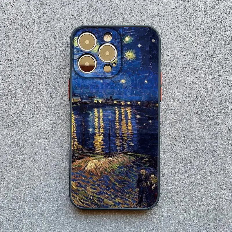 IPhone case featuring Van Gogh’s ’Starry Night Over the Rhône’ painting.