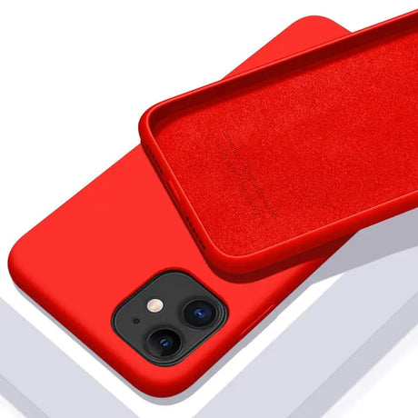 the back of a red iphone case