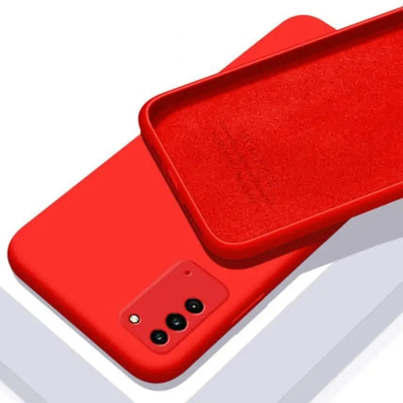 the back of a red iphone case