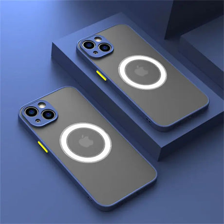 two iphone cases with a circular design on them