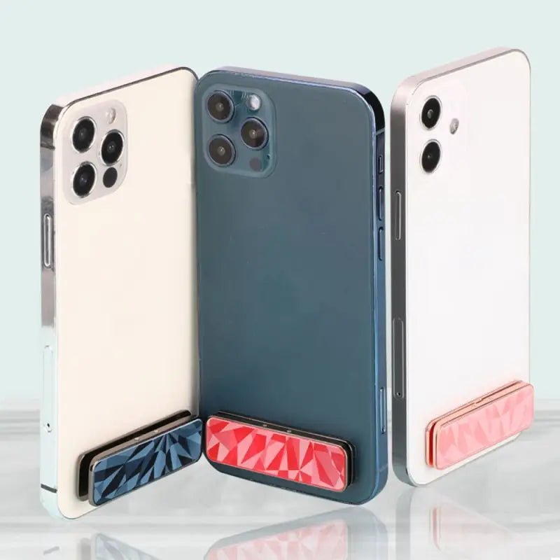 two iphones with a white and blue case