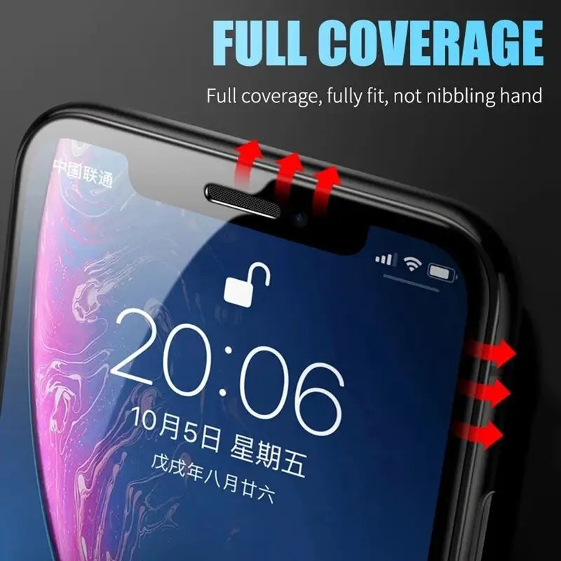 the iphone x is shown with the full coverage screen protector