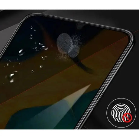 a smartphone with a fingerprint on the screen