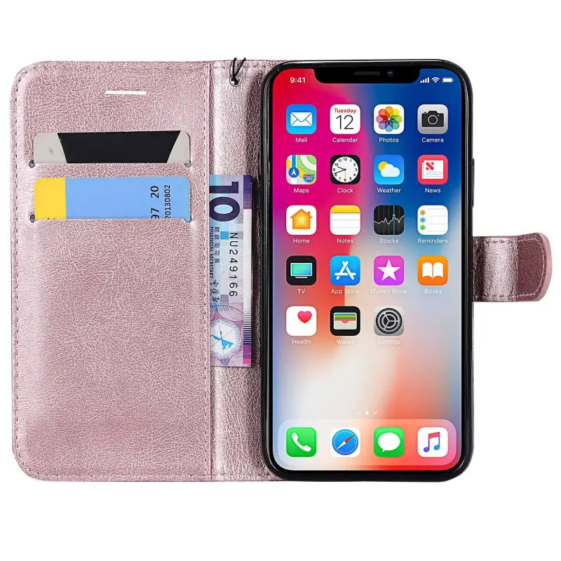 the pink leather iphone case with card slots
