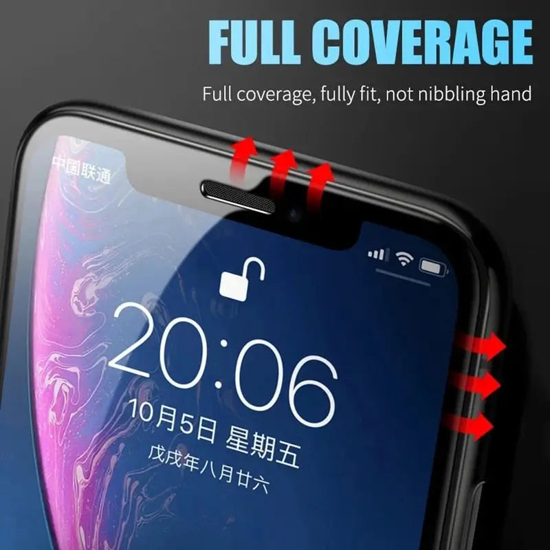 the iphone x is shown with a full coverage screen protector
