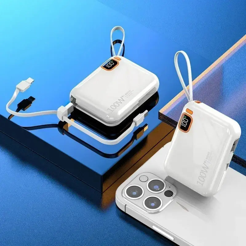 an iphone charging station with a charging cable attached to it