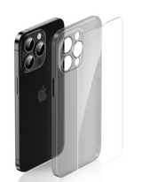 IPhone with a transparent protective case showcasing the device’s camera array.