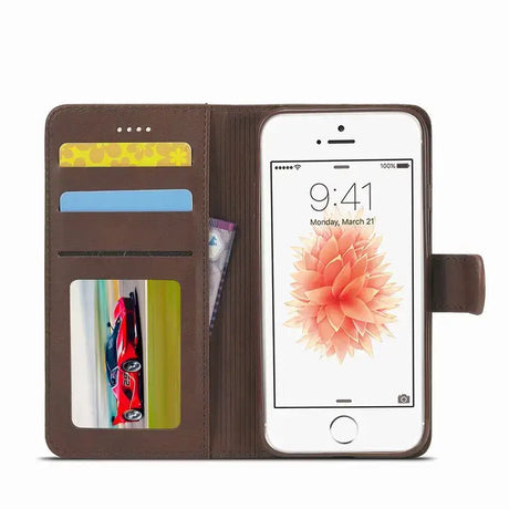 The iphone wallet case is made from genuine leather