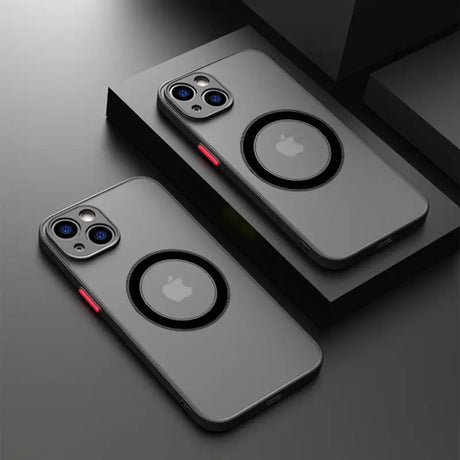 two iphone cases with a camera lens