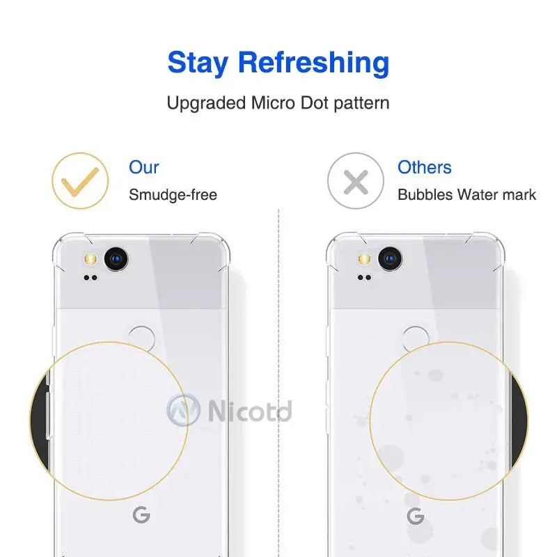 a white phone with a yellow circle on the back and a black circle on the front