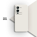 Ivory white smartphone with a prominent square camera module featuring multiple lenses.