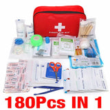 a first aid kit with a red bag and a red cross