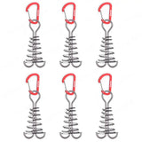 a set of six red and black metal hooks