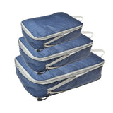 three denim lunch bags with zipper closures